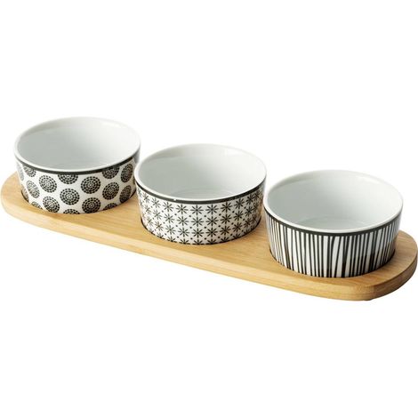Set apéritif en bambou Bohemia avec plateau et 3 coupelles, 29,8 cm – Élégant et pratique, livraison gratuite (1/2)