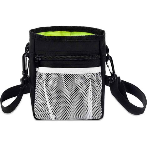 Pochette de dressage pour friandises et croquettes pour chien, idéale pour transporter jouets, croquettes et friandises. Distributeur de sacs à déjections canines intégré. 1 pièce, grise. (1/5)