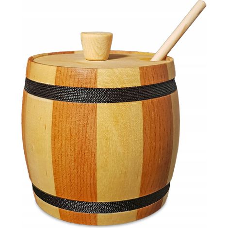 Zuckerdose aus Holz mit Deckel und Löffel (1/4)