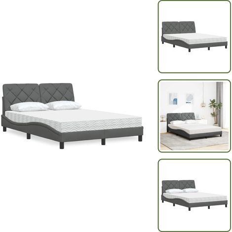 vidaXL Cama con colchón tela gris oscuro 140x200 cm (1/5)