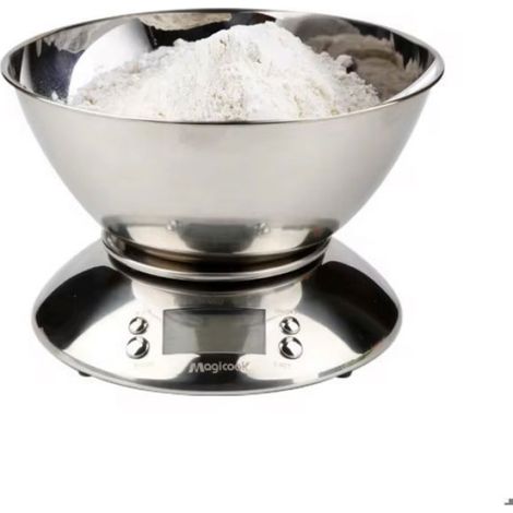 Balance de Cuisine Électronique Haute Précision 5kg / 1g – Bol Inox Amovible, Fonction Tare, Multi-Unités, Écran LCD (1/5)