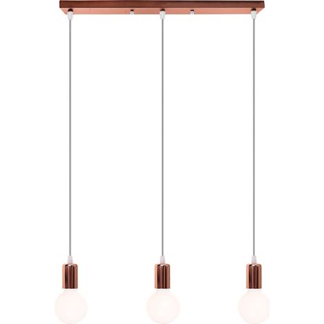 3 Lichter Pendelleuchte Roségold, Zylinder Metall Hängende Deckenleuchte E27 Rechteck Basis für Esstisch, Kücheninsel, Schlafzimmer, Nachttisch (1/4)