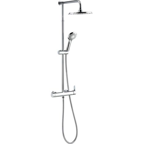 Wirquin – Colonne de douche mécanique 60721383 – Mitigeur céramique – Douchette 3 jets – Hauteur réglable 800 à 1130 mm – Laiton chromé