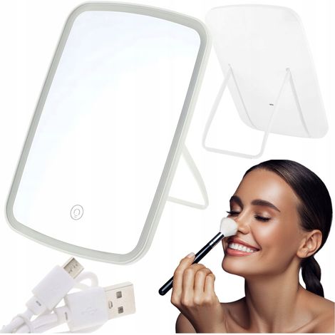 Specchio cosmetico per il trucco con illuminazione a LED, senza fili e regolabile. (1/5)