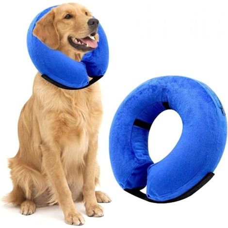 Lntyq Collier conique pour chiens après une chirurgie, collier conique gonflable réglable pour chiens et chats de petite, moyenne et grande taille, pour éviter de mordre et de gratter (taille : L)