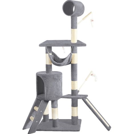 VOUNOT Árbol Rascador para Gatos, 154 cm, Gris (1/5)