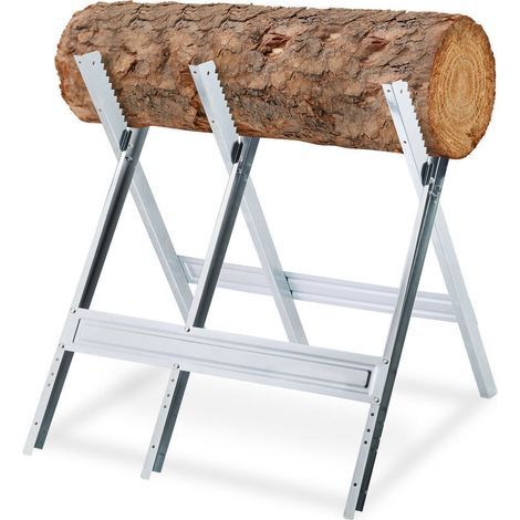 Chevalet De Sciage, Couper Le Bois, Pliable, Support Tronçonneuse, Acier, Hxlxp: 81 X 75,5 X 81 Cm, Argenté (1/5)