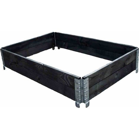 Jardinière surélevée empilable 80 x 60 x 19,5 cm, charnières galvanisées Noires (1/2)