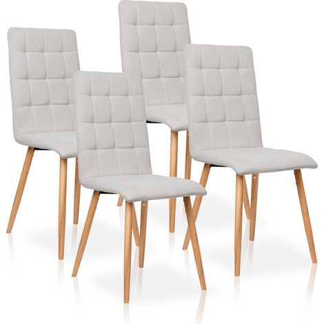 Pack de quatre chaises de salle à manger de style contemporain avec assise et dossier en tissu modèle Guadix couleur sable (1/4)