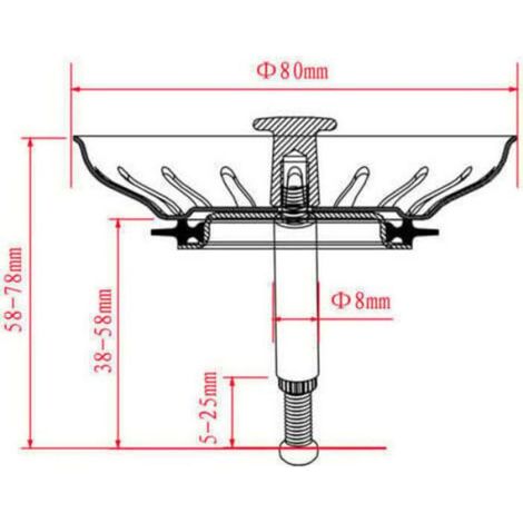 Bonde De Lavabo - Acier Inoxydable - Diamètre 90 mm - Pour Évier Cuisine Avec Débordement - 1 Pièce (1/3)