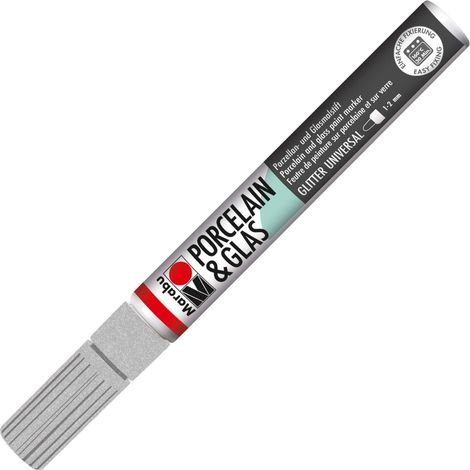 MARABU - PENNARELLO PER PORCELLANA E VETRO 1-2MM GLITTER SILVER 582 (1/3)
