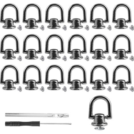 20 Pièces Rivet avec Anneau pour Sac, 15mm D Ring Stud Screw Head avec Vis (1/5)