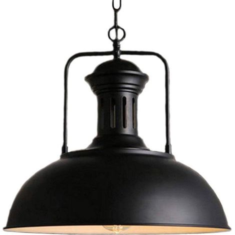 Pendelleuchte E27 Industrielle Hängelampe Ø33cm Vintage Hängeleuchte für Wohnzimmer, Küche, Restaurant, Café, Bar (Schwarz)