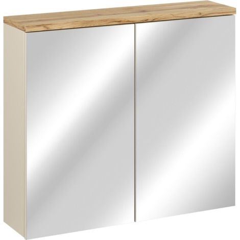 Mueble de almacenamiento ERMANO con puertas espejo - L80 x H70 x P20 - Para colgar