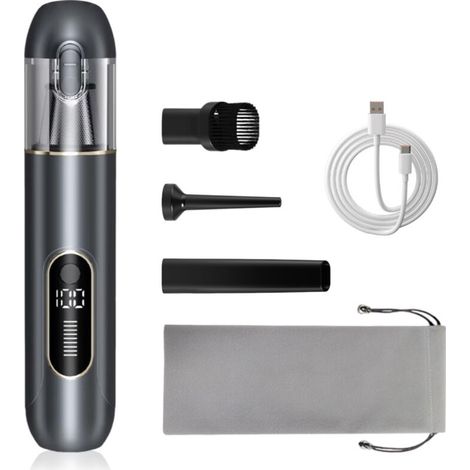 Aspirateur à main sans fil 13000 Pa, mini design pour auto, PC, canapé et maison. Nettoyage des fissures, fonction soufflage, batterie 1800 mAh. (1/5)