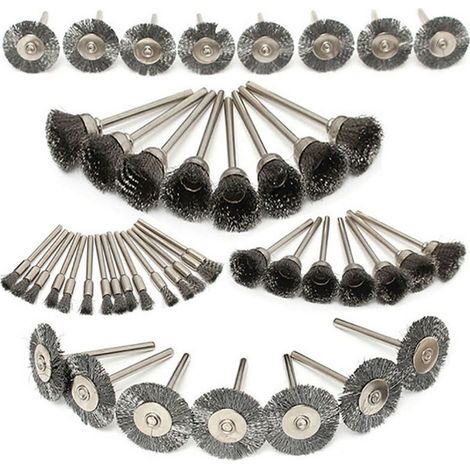 Set da 45 pezzi di spazzola elettrica per molatura in filo di rame spazzola combinata con ruota in filo metallico mini spazzola piccola spazzola in acciaio