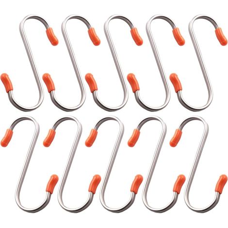 Lot de 10 crochets plats en acier inoxydable en forme de S (1/5)