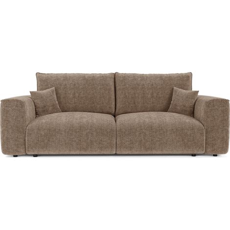 Canapé convertible express 3 places en tissu tramé toucher doux marron COMO (1/5)