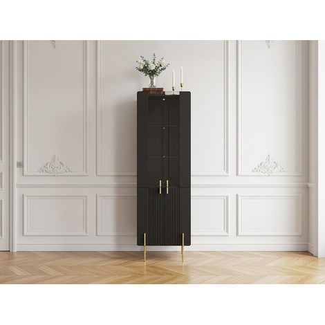 BOBOCHIC - Meuble vitrine 2 portes H.190 cm MATHILDE pieds or (1/5)