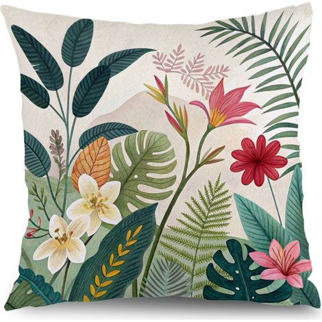 Housses de coussin printemps fleurs, taie d’oreiller pouces pour salon jardin extérieur,50×50cm (1/5)