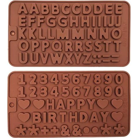 Lot von 2 Formen aus Silikon in Buchstaben- und Chiffre-Form für die Dekoration der Geburtstagstorte (1/5)