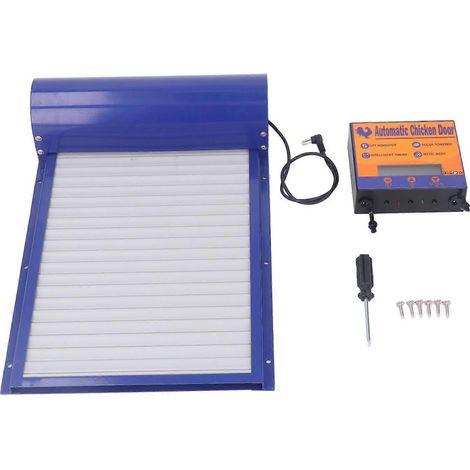 Porte automatique pour poulailler avec minuterie, ouverture programmée, volet roulant pour poule, canard, oie, minuterie réglable, fermeture motorisée pour élevage. (1/5)
