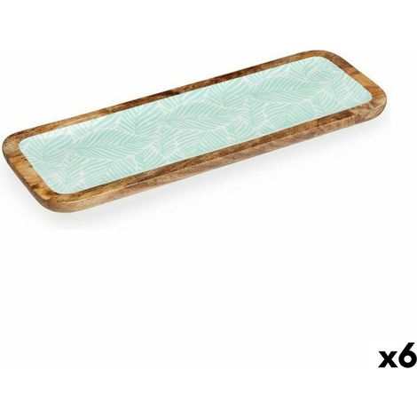 Tischdekoration Gift Decor Weiß Braun grün Polyester Harz Mango-Holz 45 x 15 cm 15,2 x 2,54 x 45,7 cm Pflanzenblatt (6 Stück)