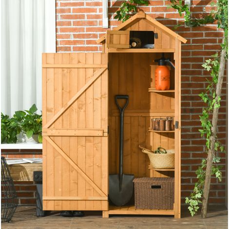 mobile armadio da giardino in legno con ripiani HAVRYA (1/4)