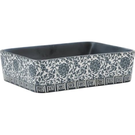 Maison Exclusive - Lavabo Appoggio Nero e Blu Rettangolare 46x35,5x13 cm Ceramica