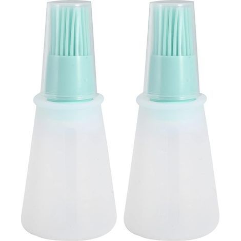 Ölgefüllte Flasche, hitzebeständiger Silikon-Kochpinsel für Grill, Küchenutensilien, rosa, grün, blau, 2 Stück (Nordisches Grün) (1/5)