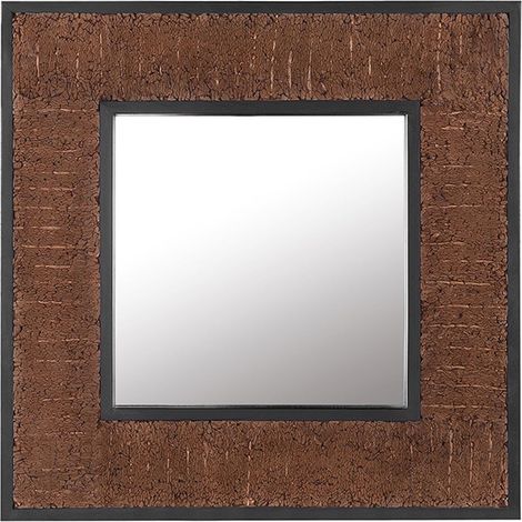 Espejo de pared decorativo madera oscura teca 60 x 60 cm estilo rústico Boise