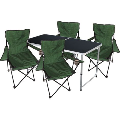 5-tlg Campingtisch + 4x Anlerstuhl Grün-MMC330872B+4xMPO2432 (1/4)