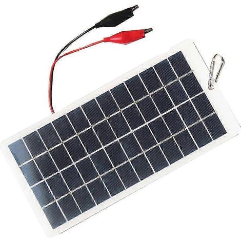 Panneau solaire en silicium polycristallin 5W 12V, carte de charge extérieure portable étanche avec clip, peut charger des batteries 9-12V (kns). (1/5)