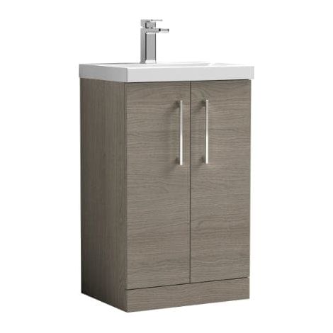 Nuie Arno Solace Oak Woodgrain 500mm 2 Door Vanity Unit and Thin Edge Ceramic Basin - ARN2501D (1/5)