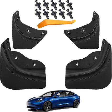 Schmutzfänger für Tesla Model Y, Schmutzfänger 2024 2023 2022 2021, Allwetter-Spritzschutz, Fahrzeugsedimentschutz, kein Bohren, Schmutzfänger für Tesla Model Y, Zubehör 2024, Schwarz, 4er-Set