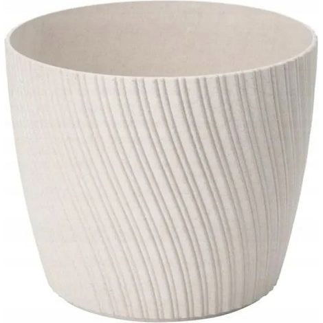 Vaso da fiori in plastica con coperchio rotondo, goffrato, bianco, 17 cm Mika