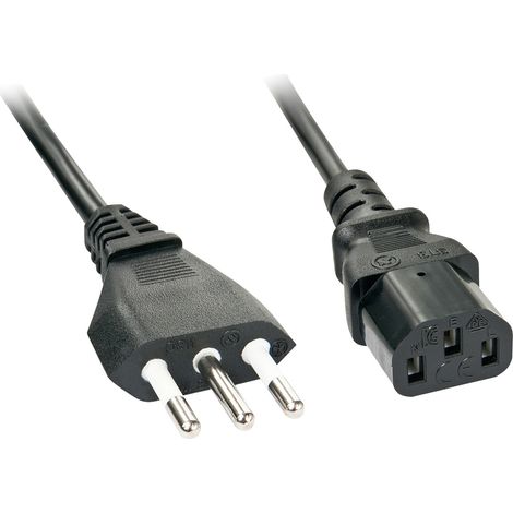 LINDY Strom Anschlusskabel [1x Italien-Stecker - 1x Kaltgeräte-Buchse C13] 0.70 m Schwarz