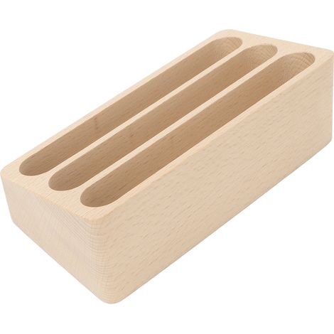 Porte-cartes de visite en bois stable, présentoir à 3 emplacements pour bureau et salon, support de table professionnel (1/5)