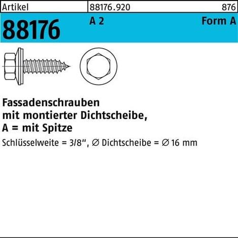 Vis de façade R 88176 Rondelle d'étanchéité/pointe A 6,5x 45 A 2 300 pièces
