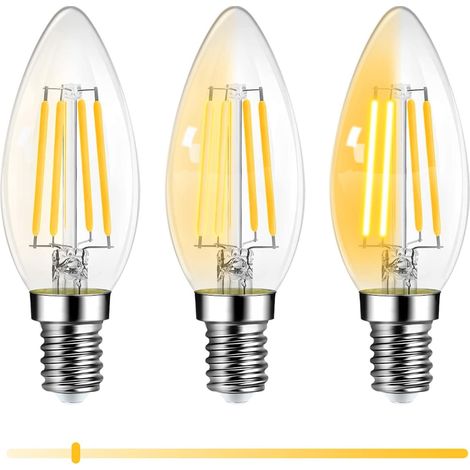 Ampoule LED E14 Bougie, 6W Ampoule LED Dimmable, Équivalent Incandescente 60W, 600LM Ampoule LED 2700K Blanc Chaud, Économie d'énergie pour Lustres, Lampes Murales,220V, Lot de 3 [Classe énergétique F (1/5)