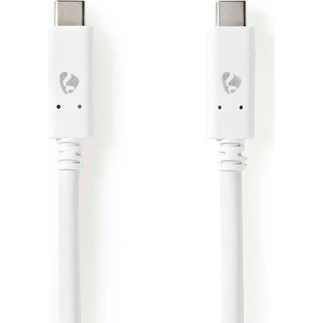 Cable usb usb 32 gen 2 usb c male usb c male 100 w 4k60hz 10 gbps nickele 100 m rond pvc blanc boite (1/3)