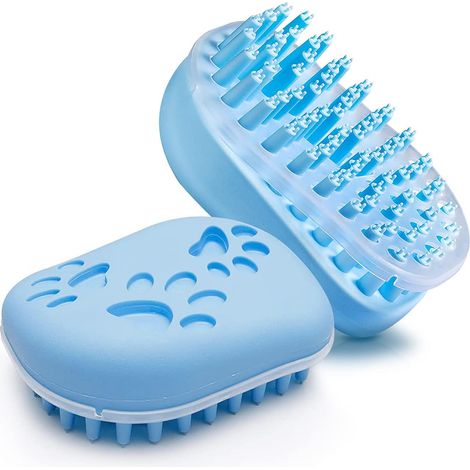 Brosse de massage pour douche pour animaux de compagnie avec poils souples en silicone