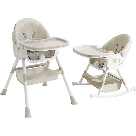 Chaise haute pliable 6 en 1 pour enfants, avec roulettes universelles, réglable en hauteur, de 6 mois à 3 ans, couleur crème (1/5)