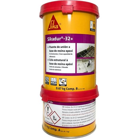 Sika - Sikadur 32+ (AB), Grigio - Adesivo epossidico strutturale - Riprese di getto - Ancoraggi - Latta metallica da 1Kg (A+B)