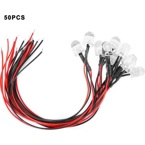 50 Pièces LED 12V Précâblée Diode Lumineuse 10 mm Tête Ronde Orange Bricolage Éclairage (1/5)