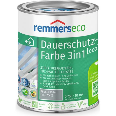 Remmers Öl-Farbe [eco] fenstergrau (RAL 7040), 0,75 Liter, Öko Farbe für Holz innen und außen, mit 3fach Schutz, nachhaltig, umweltfreundlich