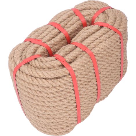 Corde en fibre de chanvre tressée multibrins, corde de sécurité et de protection pour le bricolage et la décoration intérieure, 50 mètres, 14 mm / 0,55 po (1/5)