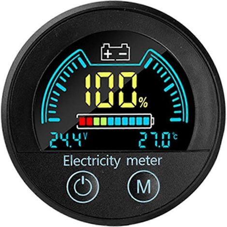 Capteur auto Waterproof Circular LED Digital Voltage and Charge Level Indicator 2 – Wire Voltmeter Tester pour auto Motorcycle Boat (1/5)