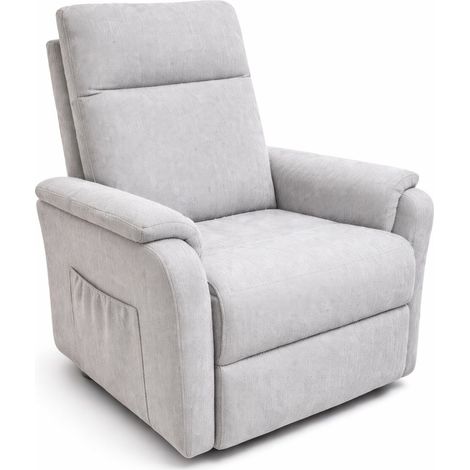 Home Heavenly® - Sillón relax DELTA, reclinable eléctrico con elevador, ergonómico y tapizado en tela.  Color: Gris claro (1/5)