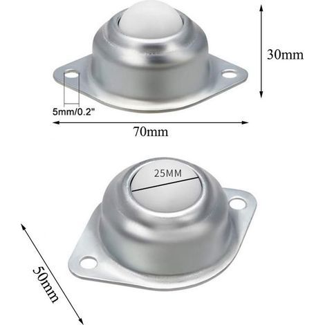 Roulettes à Billes de Transfert Unités de Transfert à Billes Roulettes de Meubles Universel Boules en Nylon Roulettes à Bille Roulettes Transfert à Rouleaux avec 2 Trous pour Meubles(70mm,1pcs)vis non (1/4)